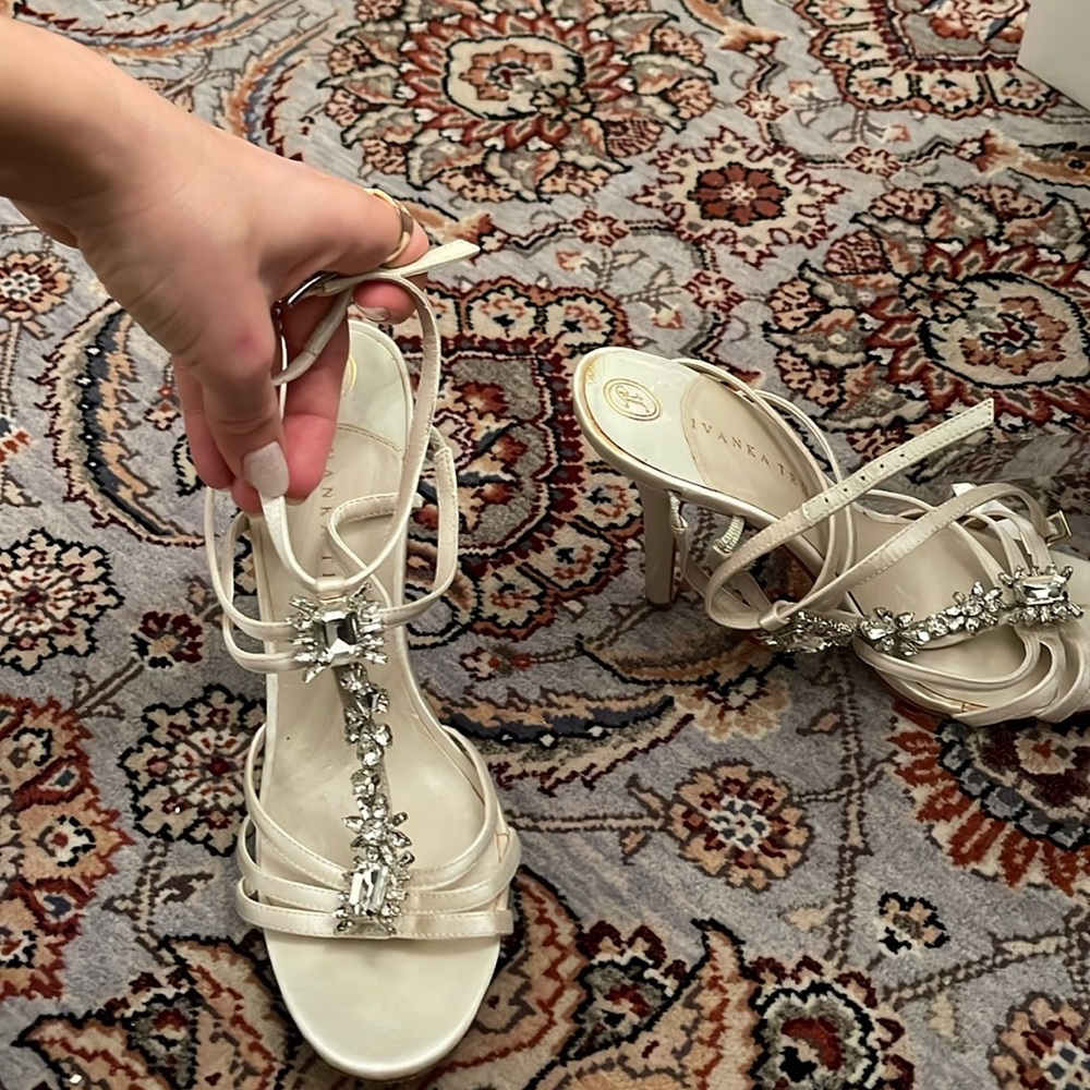 Off white satin Bridal heel sandals